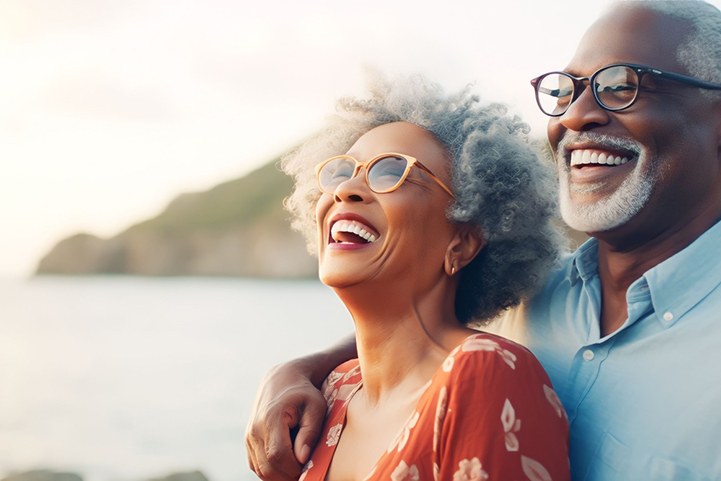 Mature senior couple with beautiful teeth